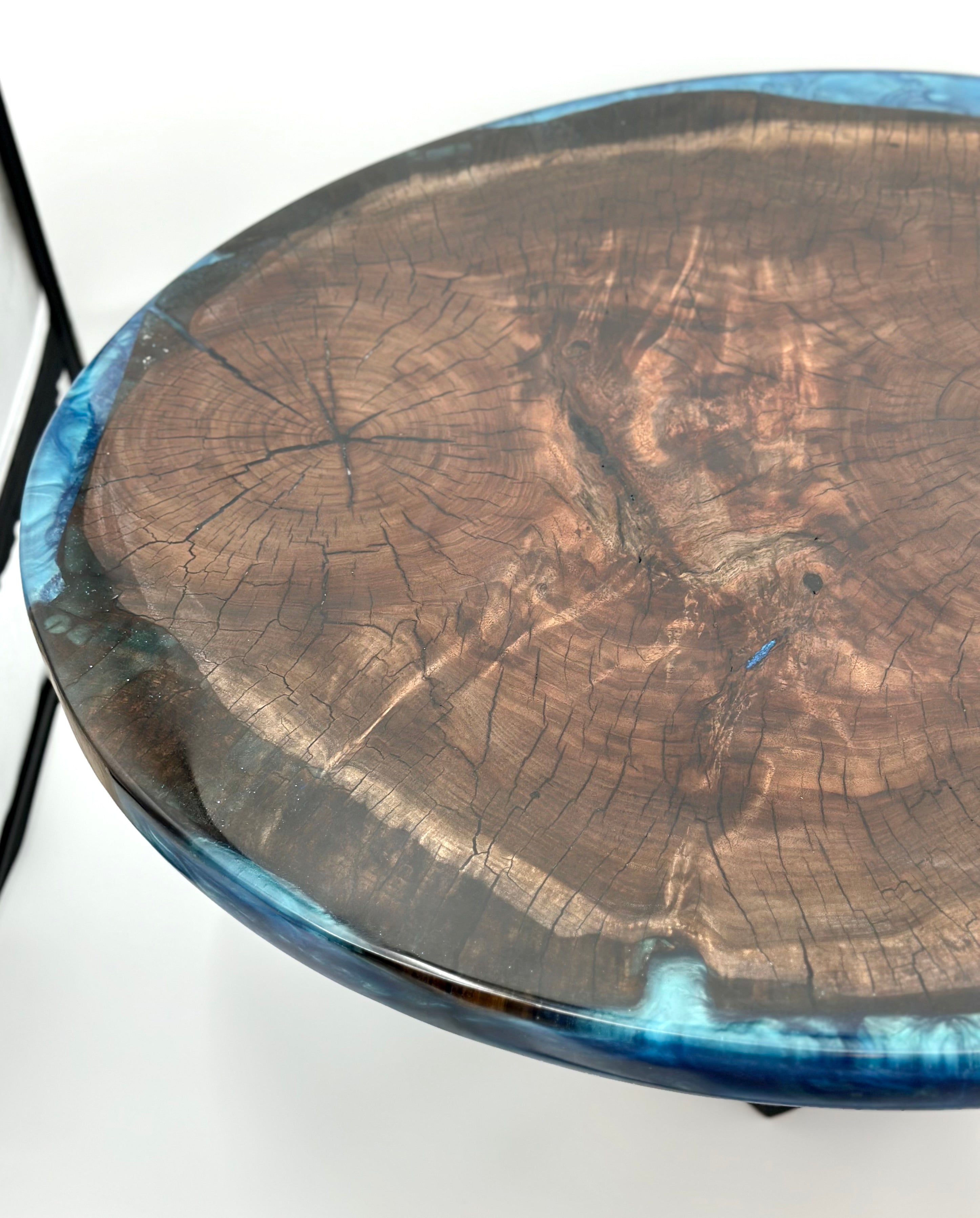 Claro Walnut Coffee Table With Midnight Blue Epoxy