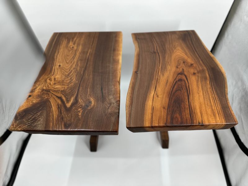Nakashima Inspired Live Edge Black Walnut Side Table