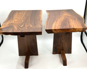 Nakashima Inspired Live Edge Black Walnut Side Table