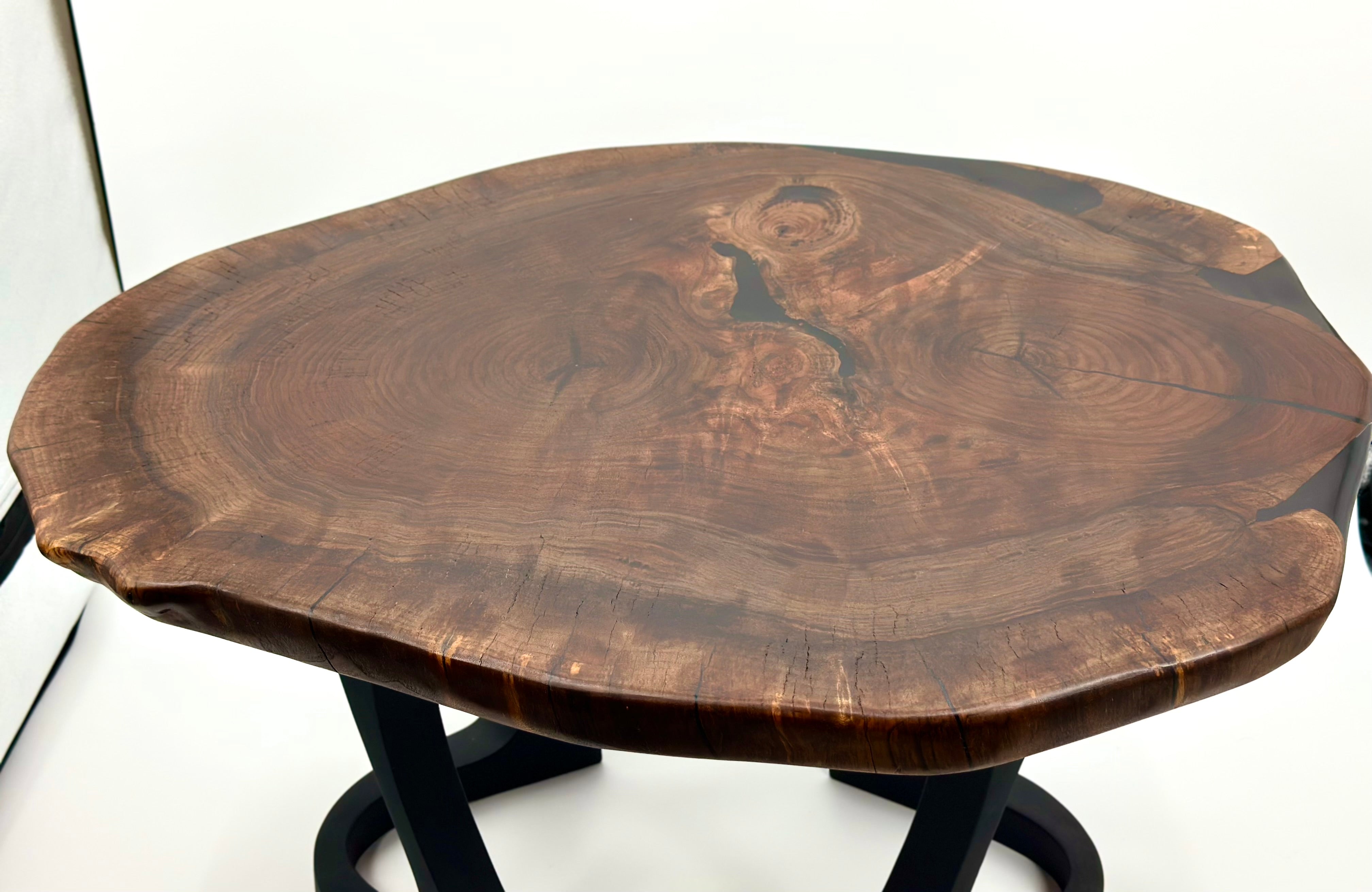Live Edege Black Walnut Coffee Table With Black Epoxy