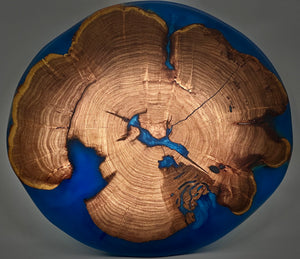 Mesquite Live edge Lazy Susan with Blue epoxy