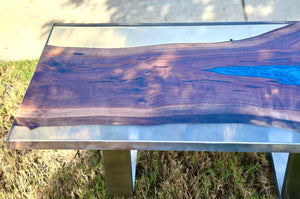 Black Walnut coffee table with Blue and Clear epoxy